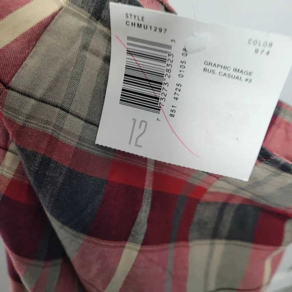 y2k red tan black plaid preppy academia faux wrap midi cottage skirt 12 NWT